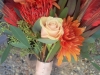 Bouquet of roses, pin cushion protea, leucadendron, mums, silk tulip