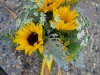 Sunflower bouquet with dusty miller, wheat