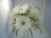 fresh, bridal bouquet, white gerbs, white daisies, white poms