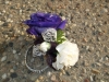 keepsake wristlet the purple lizzy, mini white carnations and lace detail