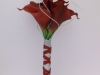 Silk bouquet: red callas, silver ting ting