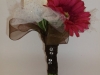 Silk bouquet with gerb, tulle, ribbon loops