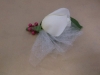 Fresh white corsage with tulle and beads