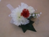 silk corsage white and red carnations with ivy and babies breath