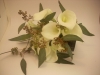 Silk calla lilies with fresh seeded eucalyptus