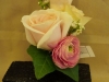 fresh corsage:antique rose, ranunculus, ivy