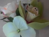 Silk corsage orchid, hydrangea, spray rose